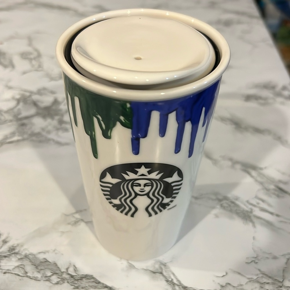 Starbucks Band Of Outside Rainbow Paint Drip Ceramic Mug 2014